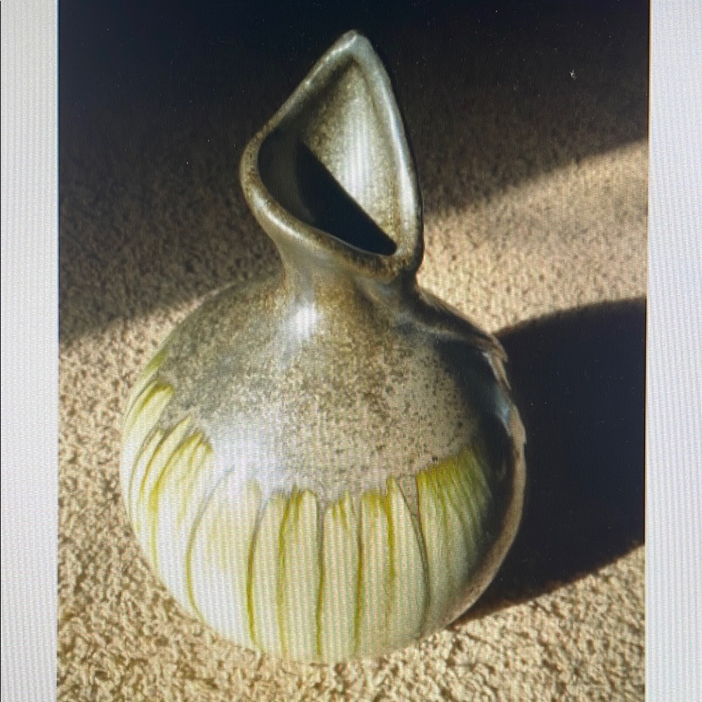 Artistic Ceramic Vase with Green and Gray Tones